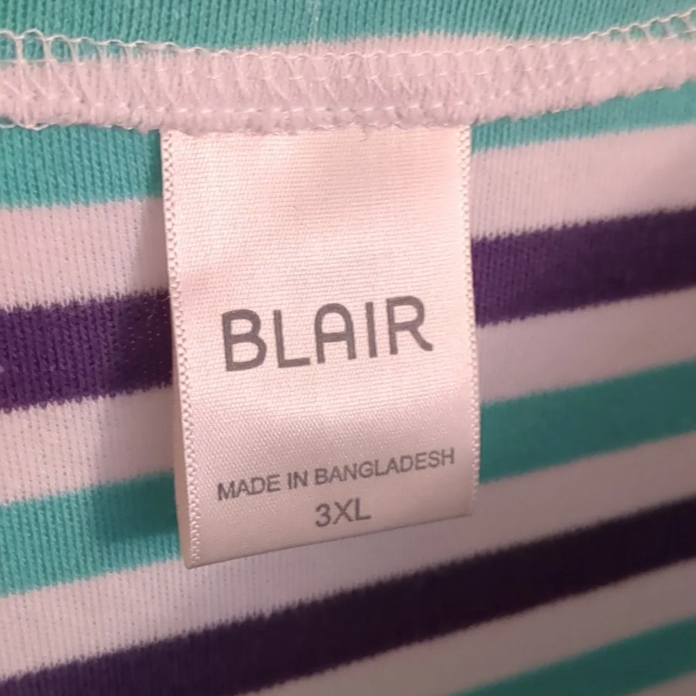 Blair Teal & Purple Striped 3/4 Sleeve Top - 3X